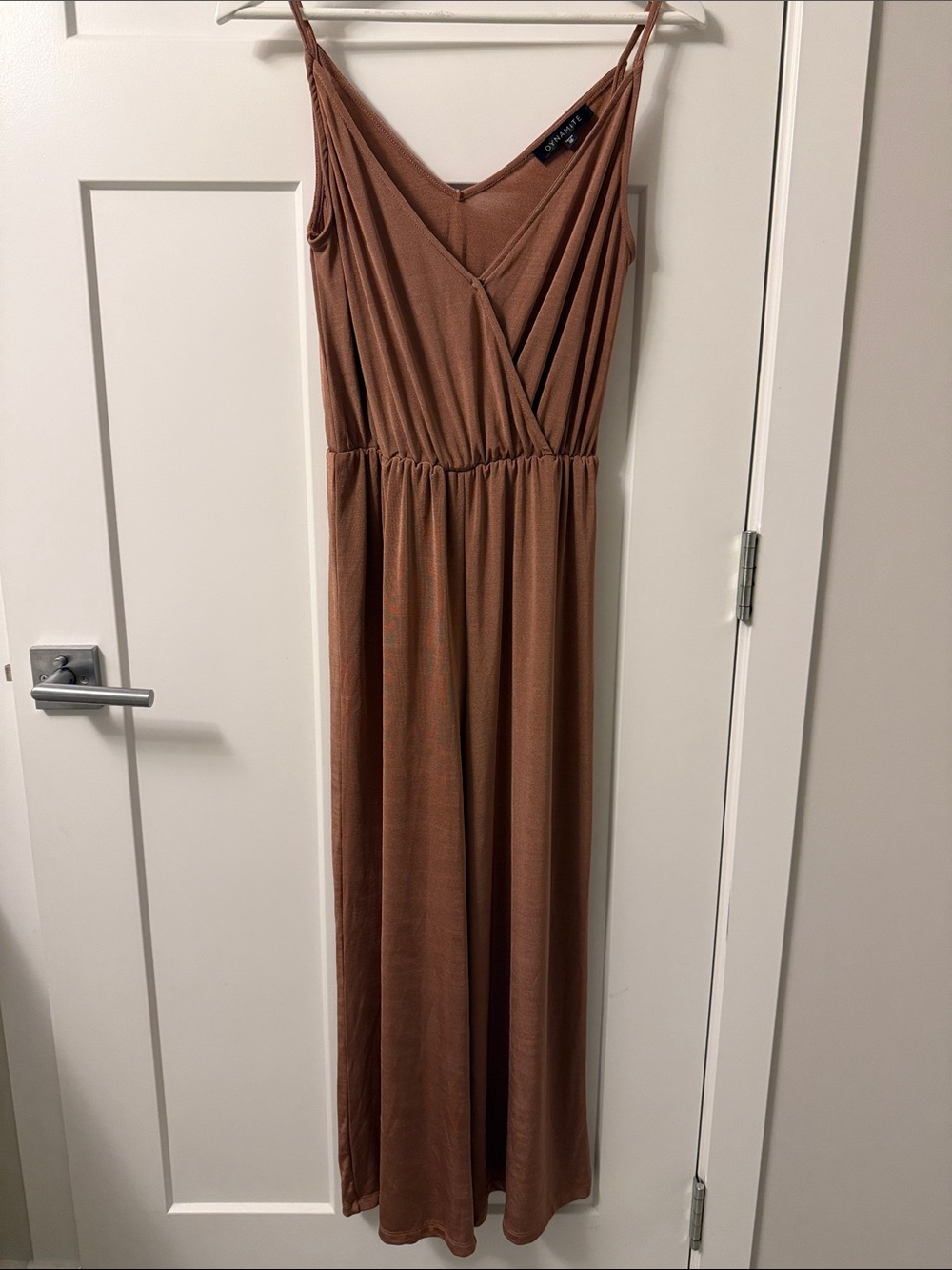 Dynamite Rust Brown Sleeveless Wrap Jumpsuit